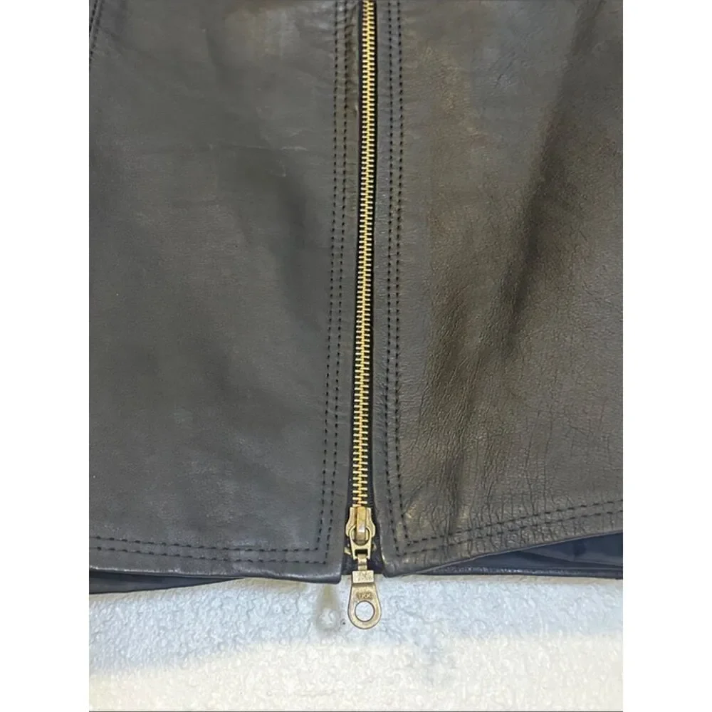 VTG Styleworks Genuine Leather Mini Skirt Womens 8 Biker Retro Grunge Zip 90s